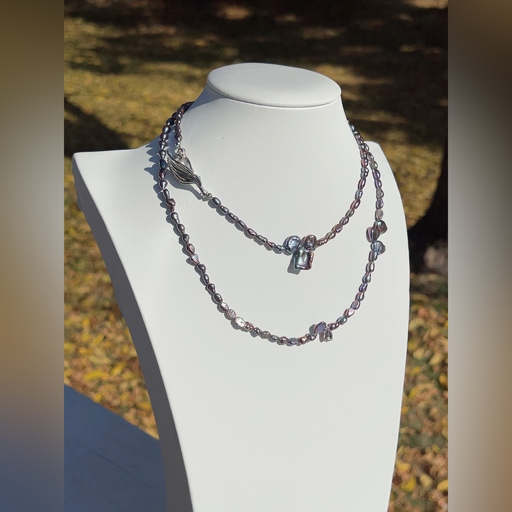 22. Handmade Freshwater Baroque Pearl Long Necklace - Picture 2 of 7